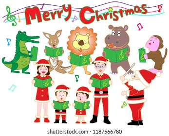 Christmas concert of family and animals.

