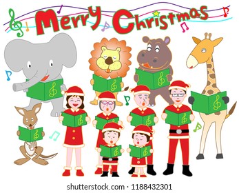 Christmas concert of family and animals.
