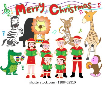 Christmas concert of family and animals.
