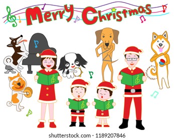 Christmas concert of family and dogs.
