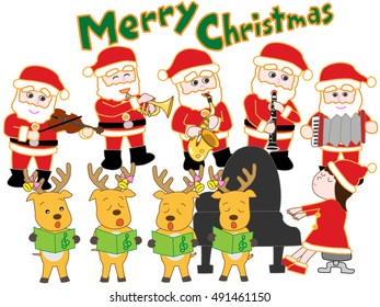 The Christmas concert of Santa Claus and the reindeer.
