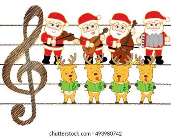 The Christmas concert of Santa Claus and the reindeer.
