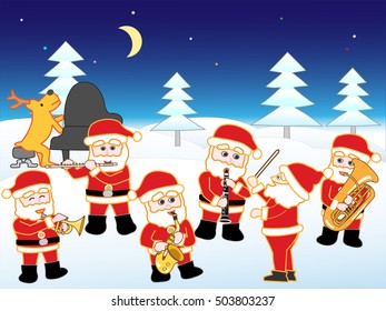 The Christmas concert of Santa Claus and the reindeer.