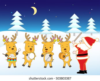 The Christmas concert of Santa Claus and the reindeer.