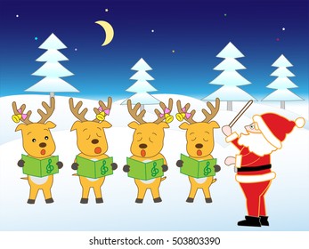 The Christmas concert of Santa Claus and the reindeer.