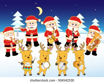 The Christmas concert of Santa Claus and the reindeer.