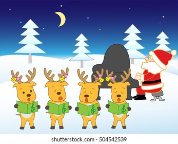 The Christmas concert of Santa Claus and the reindeer.