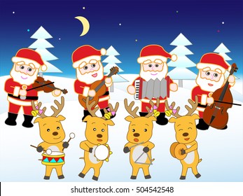 The Christmas concert of Santa Claus and the reindeer.