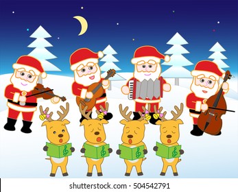 The Christmas concert of Santa Claus and the reindeer.