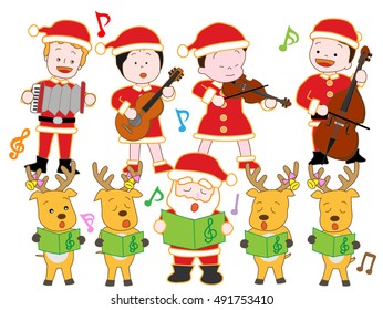 The Christmas concert of Santa Claus and the reindeer.Children enjoy it, too.