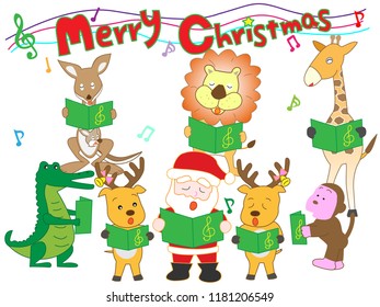 Christmas concert at the zoo. The animals enjoy Santa Claus and music.
