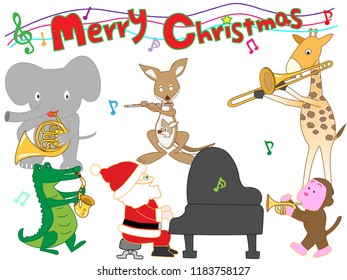 Christmas concert at the zoo. The animals enjoy Santa Claus and music.

