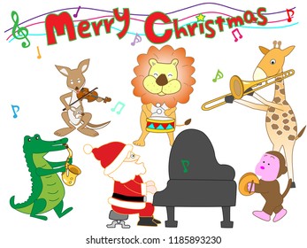 Christmas concert at the zoo. The animals enjoy Santa Claus and music.
