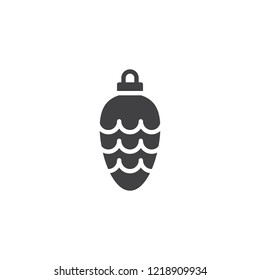 Christmas cone bauble vector icon. filled flat sign for mobile concept and web design. Xmas tree toy simple solid icon. Symbol, logo illustration. Pixel perfect vector graphics