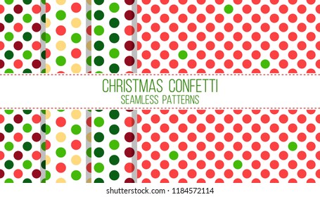 christmas confetti, seamless patterns set
