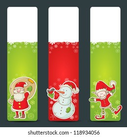 Christmas congratulation stickers with santa, elf and snowman
