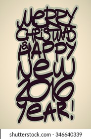 Christmas congratulations 2016. Calligraphic vector composition.