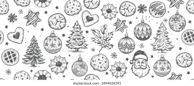 Christmas Cookie and ball set, Hand drawn illustration	