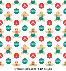 Christmas cookie and balls seamless vector pattern design