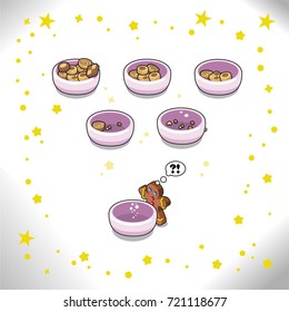 Christmas cookie bowls from full to empty state (vector objects, isometric view)