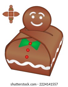 Christmas Cookie Box packaging die cut template design. 3d mock-up