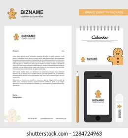 Christmas cookie Business Letterhead, Calendar 2019 and Mobile app design vector template