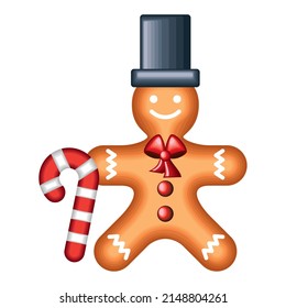 galletita de navidad y icono de caña plano