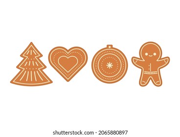 Christmas cookie cartoon. Holiday gingerbread man cookie. Happy new year decoration. Merry Christmas holiday. New year and Xmas celebration.