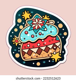 Christmas cookie cartoon sticker, xmas cookies stickers collection. Winter holidays