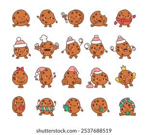 Christmas cookie characters bundle for winter holiday illustrations and festive cartoon elements