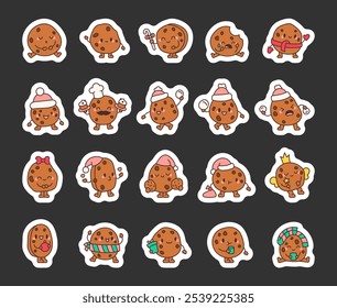Christmas cookie characters bundle for winter holiday illustrations and festive cartoon elements