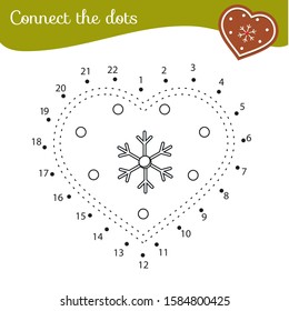 Christmas cookie. Connect the dots. Dot to dot by numbers activity for kids and toddlers. Winter holidays theme educational game