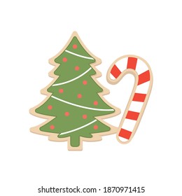 Christmas Cookie Decorating, Christmas Tree Vector, Christmas Cookie, Candy Cane Icon, Vector Illustration Background