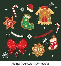 Christmas cookie decorations set new year