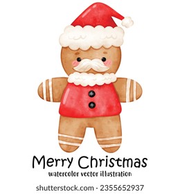 Christmas Cookie, Gingerbread, Cookies, Merry Christmas, watercolor style, vector illustration