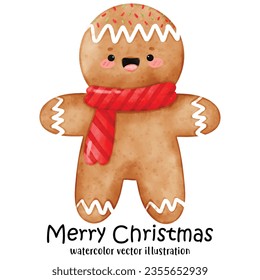 Christmas Cookie, Gingerbread, Cookies, Merry Christmas, watercolor style, vector illustration