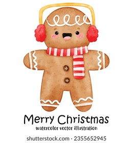 Christmas Cookie, Gingerbread, Cookies, Merry Christmas, watercolor style, vector illustration