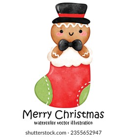 Christmas Cookie, Gingerbread, Cookies, Merry Christmas, watercolor style, vector illustration