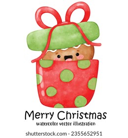 Christmas Cookie, Gingerbread, Cookies, Merry Christmas, watercolor style, vector illustration