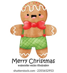 Christmas Cookie, Gingerbread, Cookies, Merry Christmas, watercolor style, vector illustration