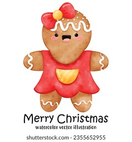 Christmas Cookie, Gingerbread, Cookies, Merry Christmas, watercolor style, vector illustration