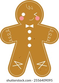 Christmas cookie gingerbread flat design wink smile