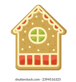 Christmas cookie. Gingerbread house. Cute cartoon style.