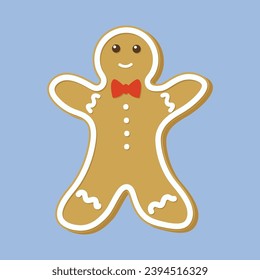 Christmas cookie. Gingerbread Man. Cute cartoon style.