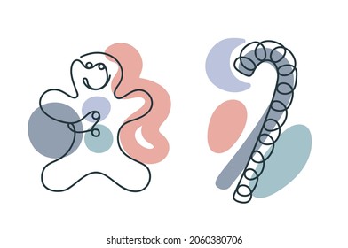 Christmas cookie in a hand drawn linear style.