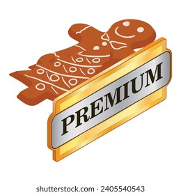 Christmas cookie icon isometric vector. Gingerbread cookie and gold premium sign. Dessert, sweet food