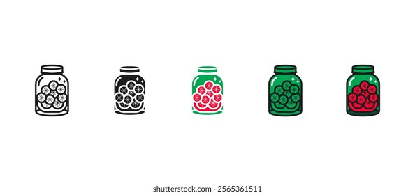 Christmas cookie jar icon in a colorful flat style. Perfect for holiday-themed designs, festive decorations, baking projects, greeting cards, and seasonal illustrations.