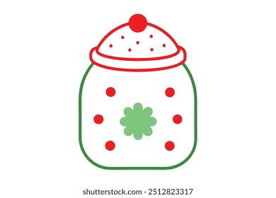 Christmas cookie jar vector line art, clipart illustration with isolated on white background