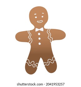 Christmas cookie man isolated on white background. Sweet dessert, baked goods for the holiday. Vector illustration in hand drawn style