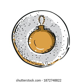 Christmas cookie with a new year ball from a jam. Hand-drawn graphics. Color vector illustration on white background